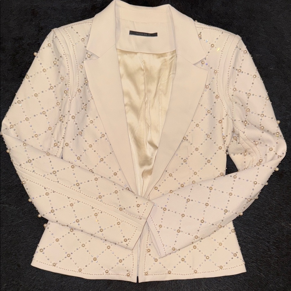 House of CB Ivory Blazer with Pearls and crystals.